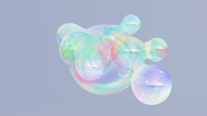 Aufkleber - Abstract liquid circles on a background of pastel color with spacing. 3D design of a rainbow-colored spherical. Template for a trendy gradient in a minimal style. 3D rendering