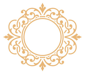 Wall Mural - golden filigree circle. decorative round vintage frame