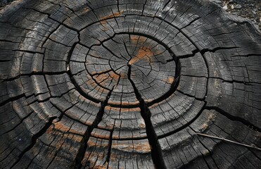 Poster -  a close up of a piece of wood that has been cut in half and is being used as a table top or as a decoration piece of wood ornament.