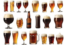 A Glass Of Beer Is Isolated On A Transparent Background.