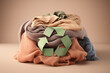 © ADDICTIVE STOCK - Eco-friendly concept with recycled textiles and symbol. Generative AI image