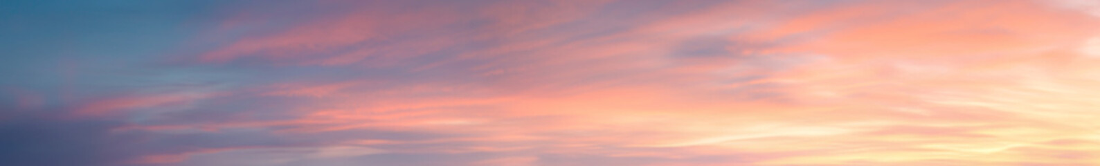 pastel vibrant extra wide panoramic sky. fantasy banner sky. rich colors. daytime sunset beauty. fie
