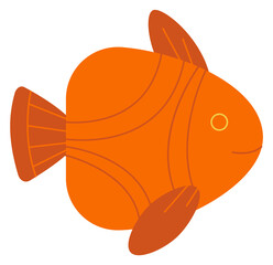 Wall Mural - Orange fish symbol. Stylized underwater fauna icon