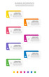 © evseev_tim - Vector business infographics design template. Timeline with 7 options, steps, labels, marketing icons. Illustration used for workflow layout, diagram, presentations, flow chart, banner, info graph.