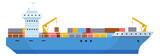 Cargo ship icon. Sea freight container transport