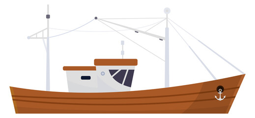 Wall Mural - Trawler color icon. Fishing boat. Marine ship