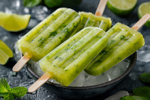 Bow of avocado lime ice lollies.