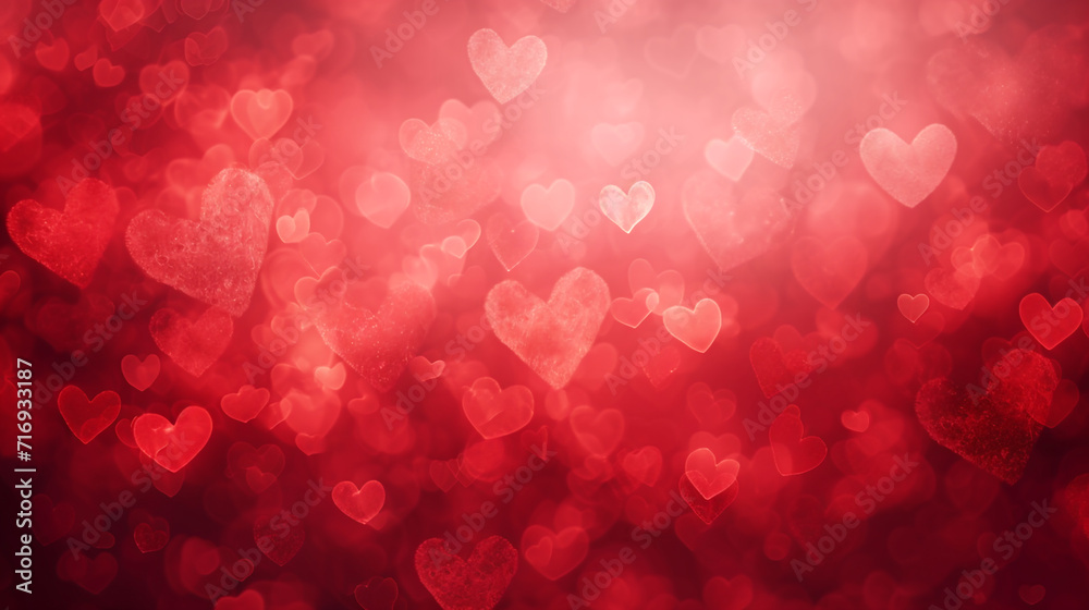 Valentine's day abstract background with red hearts bokeh defocused ...