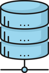Poster - Database, internet server, cloud storage color line icon. Compute and connection infrastructure datacenter, network technology platform or storage center linear vector symbol with online disk drive