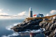 lighthouse on the coast. AI generated