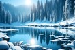 lake in winter. AI generated