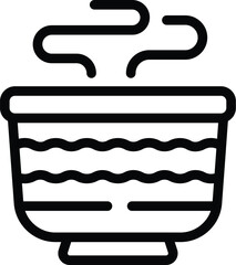 Poster - Hot food pot icon outline vector. Menu rice. Fresh market dish