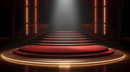 Luxurious and elegant red carpet staircase, holiday awards ceremony event