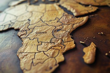 Poster - Close-up view of a map of Africa placed on a table. Perfect for educational materials or travel-related projects