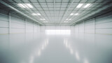 Fototapeta  - Big empty warehouse interior, shiny floors