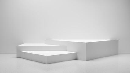 Leinwandbilder - 3d product display for products and design, empty minimalistic showcase, white geometric podium platform - empty space for product placement and design background