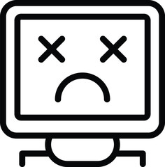 Sticker - Broken monitor icon outline vector. System destroy. Entry passcode fail