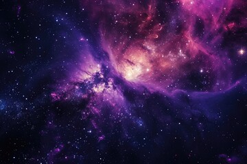 Fototapete - A stunning image of a purple and blue galaxy with stars in the background. Perfect for science fiction or space-themed projects