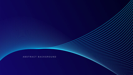 Wall Mural - Abstract glowing wave lines on dark blue background. Dynamic wave pattern. Modern flowing wavy lines. Futuristic technology concept. Suit for banner, poster, cover, brochure, flyer, website