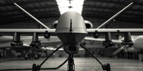 Poster - A black and white photo of a military plane. Suitable for aviation enthusiasts and history buffs