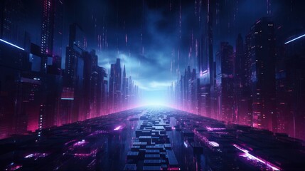 Poster - Futuristic Cyberpunk Style Particles Background