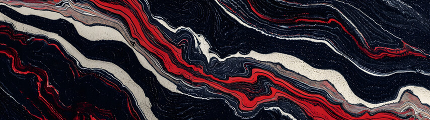 Wall Mural - Close-up View of Red and Black Abstract Painting