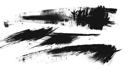 Aufkleber - A black and white photo showcasing various brush strokes. This versatile image can be used for artistic projects or to add texture and depth to designs