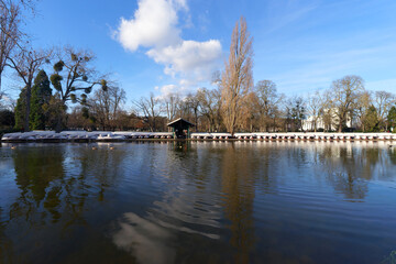 Poster - The Daumesnil lake in winter season. Paris city