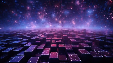 Poster - Futuristic Cyberpunk Style Particles Background