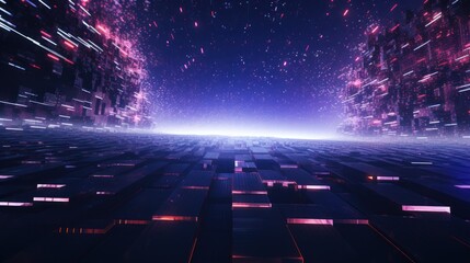 Poster - Futuristic Cyberpunk Style Particles Background