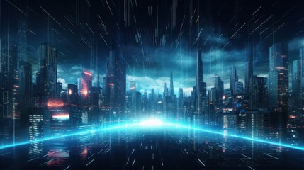 Poster - Futuristic Cyberpunk Style Particles Background