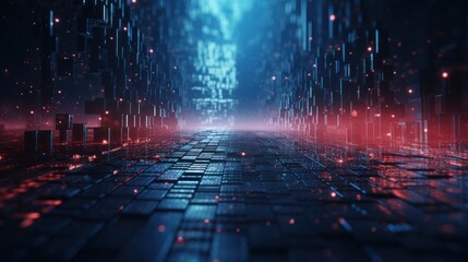 Poster - Futuristic Cyberpunk Style Particles Background