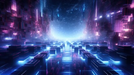 Poster - Futuristic Cyberpunk Style Particles Background