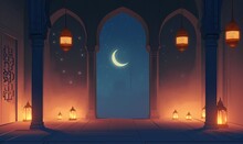 Ramadan Kareem Vector Background With Mosques And Minarets To The Holiday Mubarak