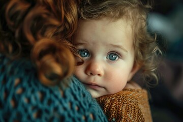 Leinwandbilder - A close up image of a person holding a child. This picture can be used to portray love, family, bonding, and care. It is suitable for various projects and designs