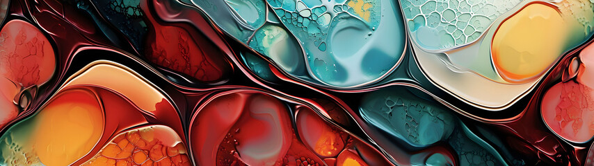 Wall Mural - Close-Up of Vibrant Colorful Painting With Various Hues and Tones