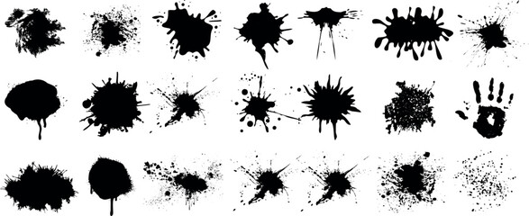 Wall Mural - black paint splatter vector set, grunge texture elements on white background. ideal for artistic des