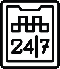Poster - Call service 24 hours taxi icon outline vector. Parking drive. Rider service