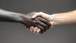 Racial discrimination. Handshake between a black and white human. Unity to Fight against racism and racial discrimination. Promotion of Equality diversity inclusion affirmative action