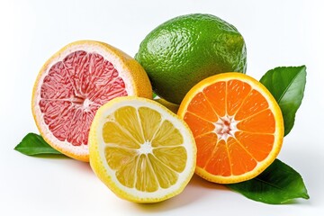 Poster - A group of citrus fruits cut in half. Perfect for adding a fresh touch to any food or beverage related project