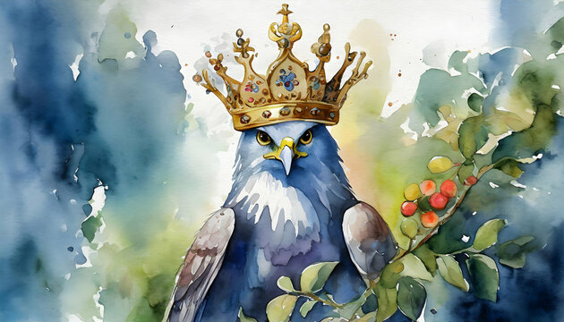 Watercolor Crowned egale illustration wallpaper 