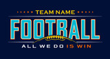 Fototapeta  - American football team fan vector clipart. Banner, card, flyer, t shirt print design. 
Isolated on dark blue background. 
