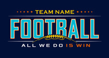 American Football Team Fan Vector Clipart. Banner, Card, Flyer, T Shirt Print Design. 
Isolated On Dark Blue Background. 
