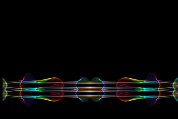 Aufkleber - Colorful curve shape with wavy dynamic lines isolated on black background technology concept.