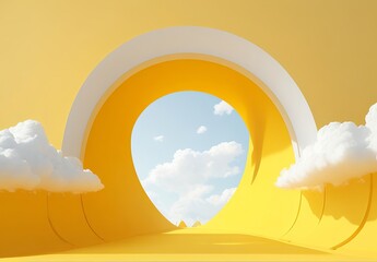 Poster - 3d render abstract minimal yellow background