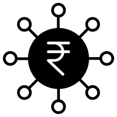 Sticker - Crowdfunding Rupees solid glyph icon