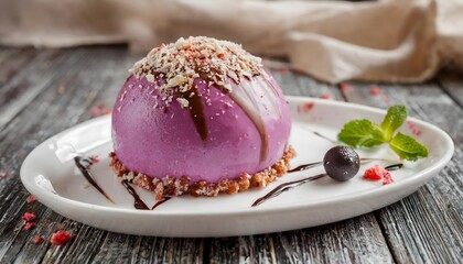 Wall Mural - Chocolate mousse cake with strawberries