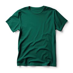 Canvas Print - Green colour round neck t-shirt, front view isolated on a white background