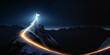 © IBEX.Media - Panoramic view of bright orange path leading to mountain top, destination and goals concept