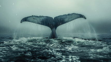 Wall Mural - Humpback Whale Fluke with Water Droplets